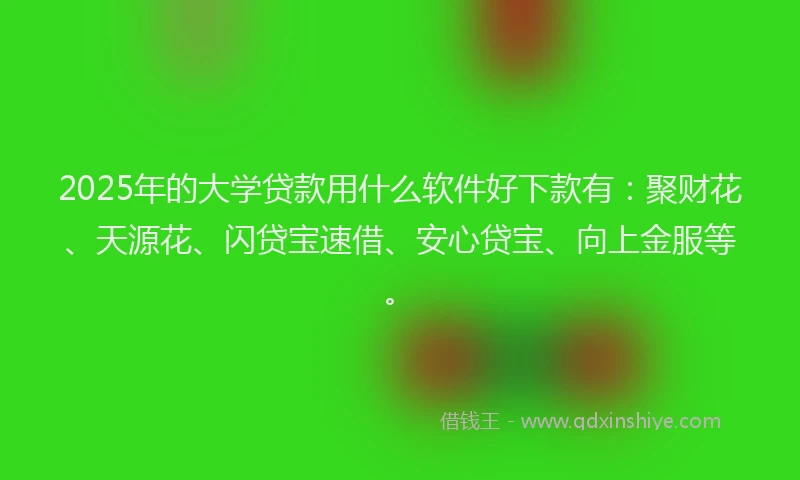 2025年的大学贷款用什么软件好下款有：聚财花、天源花、闪贷宝速借、安心贷宝、向上金服等。