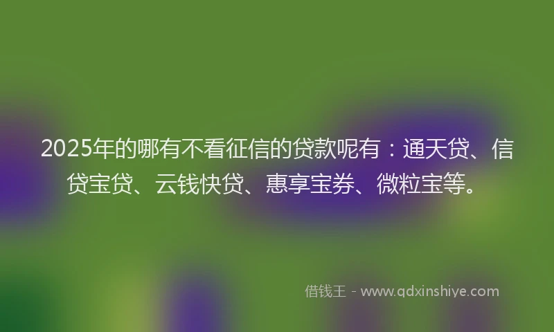 2025年的哪有不看征信的贷款呢有：通天贷、信贷宝贷、云钱快贷、惠享宝券、微粒宝等。
