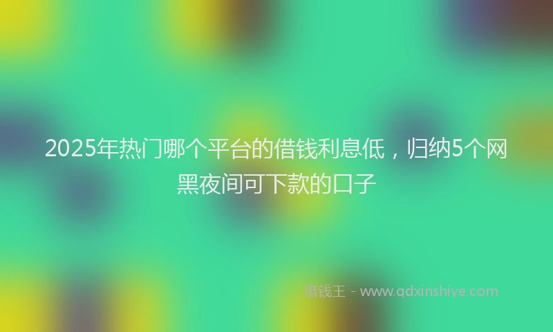 2025年热门哪个平台的借钱利息低，归纳5个网黑夜间可下款的口子