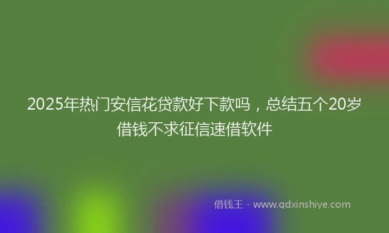 2025年热门安信花贷款好下款吗，总结五个20岁借钱不求征信速借软件