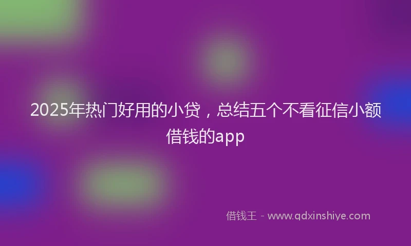 2025年热门好用的小贷，总结五个不看征信小额借钱的app