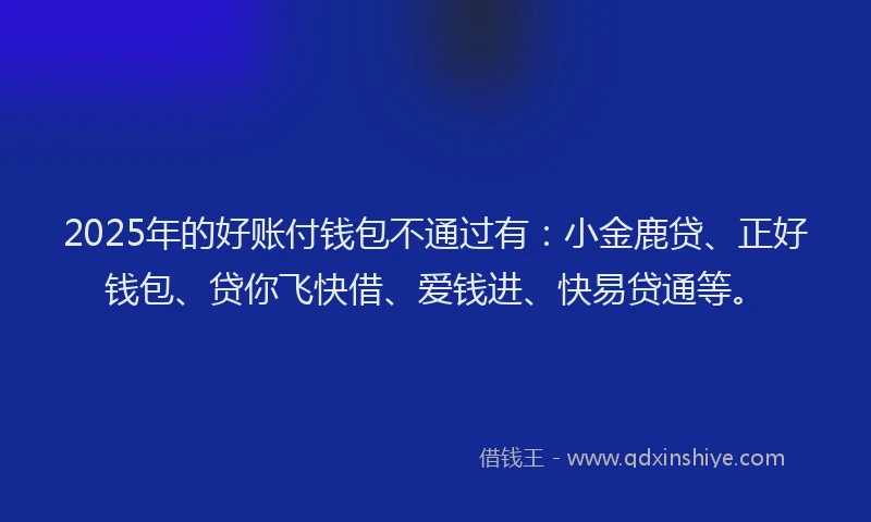 2025年的好账付钱包不通过有：小金鹿贷、正好钱包、贷你飞快借、爱钱进、快易贷通等。