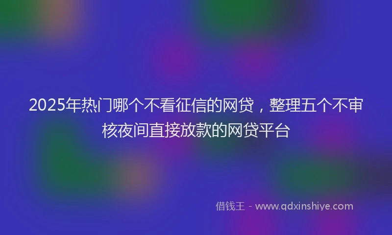 2025年热门哪个不看征信的网贷，整理五个不审核夜间直接放款的网贷平台