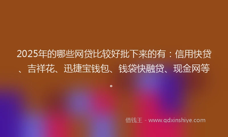 2025年的哪些网贷比较好批下来的有：信用快贷、吉祥花、迅捷宝钱包、钱袋快融贷、现金网等。