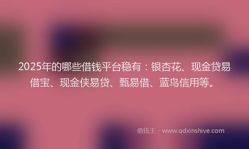 2025年的哪些借钱平台稳有：银杏花、现金贷易借宝、现金侠易贷、甄易借、蓝鸟信用等。