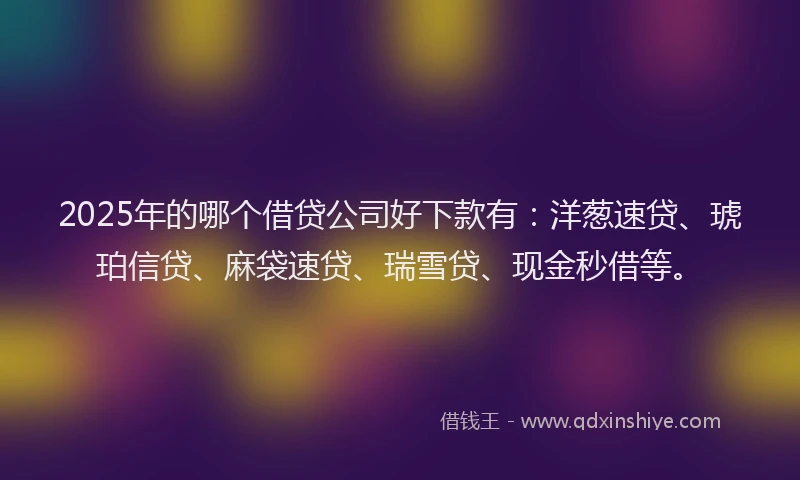 2025年的哪个借贷公司好下款有：洋葱速贷、琥珀信贷、麻袋速贷、瑞雪贷、现金秒借等。