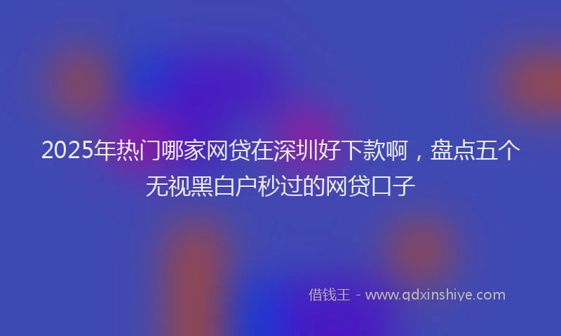 2025年热门哪家网贷在深圳好下款啊，盘点五个无视黑白户秒过的网贷口子