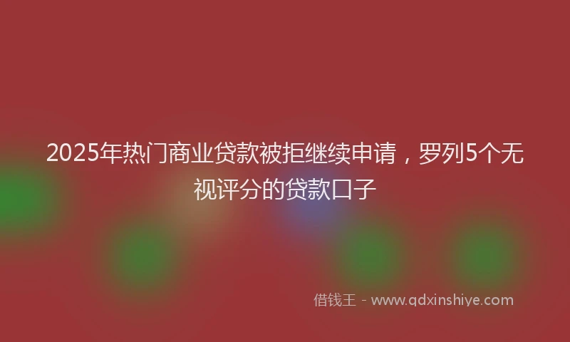 2025年热门商业贷款被拒继续申请，罗列5个无视评分的贷款口子