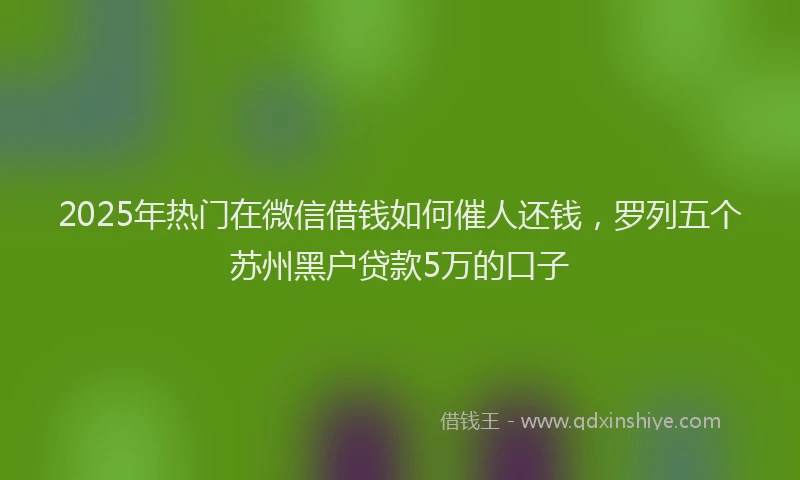 2025年热门在微信借钱如何催人还钱，罗列五个苏州黑户贷款5万的口子