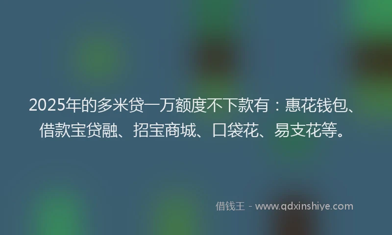 2025年的多米贷一万额度不下款有：惠花钱包、借款宝贷融、招宝商城、口袋花、易支花等。