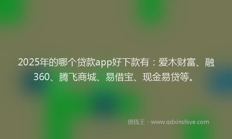 2025年的哪个贷款app好下款有：爱木财富、融360、腾飞商城、易借宝、现金易贷等。