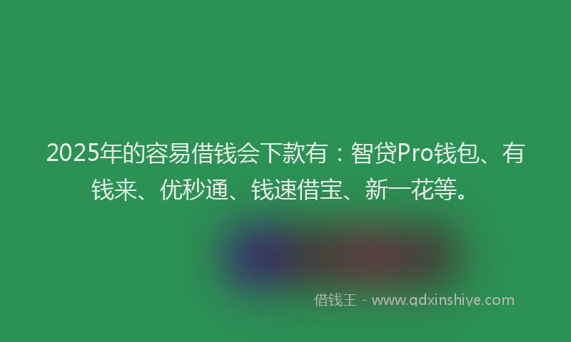 2025年的容易借钱会下款有：智贷Pro钱包、有钱来、优秒通、钱速借宝、新一花等。