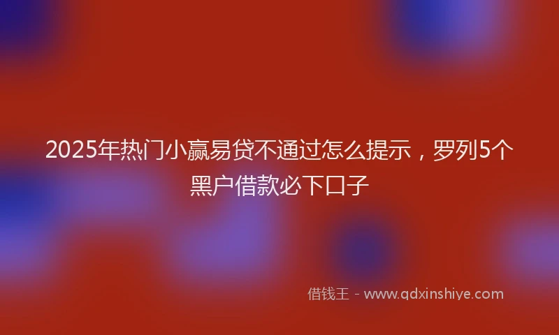 2025年热门小赢易贷不通过怎么提示，罗列5个黑户借款必下口子