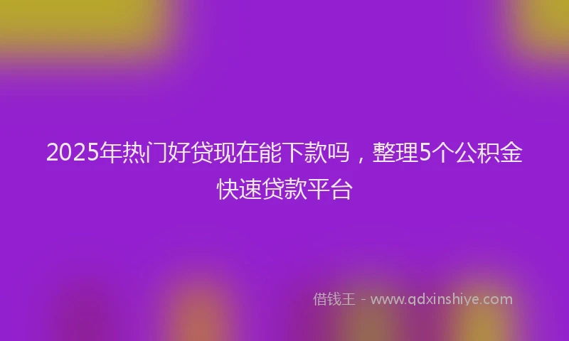 2025年热门好贷现在能下款吗，整理5个公积金快速贷款平台