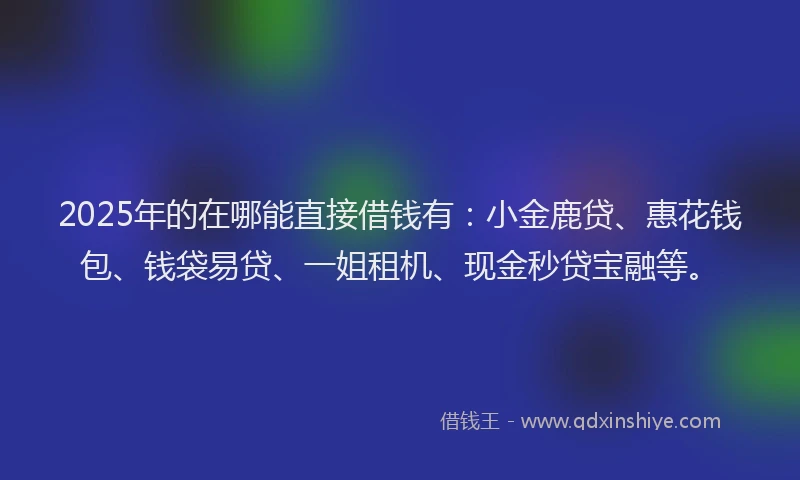 2025年的在哪能直接借钱有：小金鹿贷、惠花钱包、钱袋易贷、一姐租机、现金秒贷宝融等。