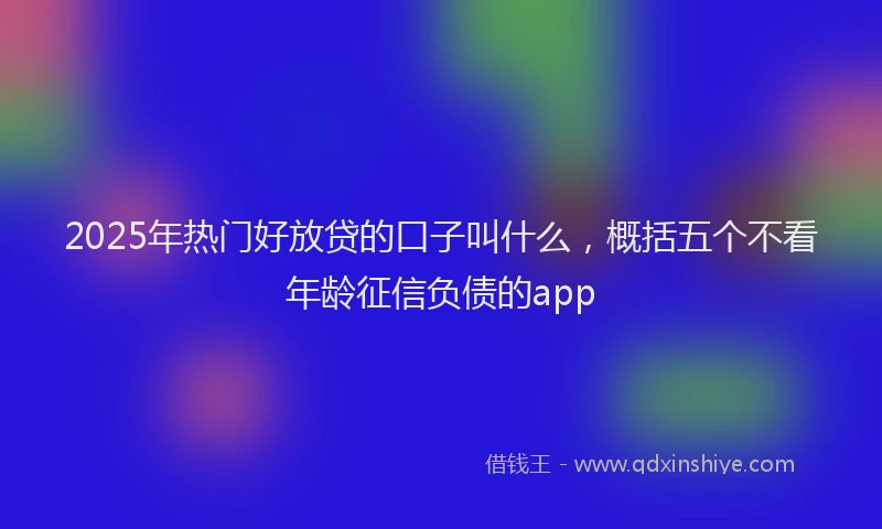 2025年热门好放贷的口子叫什么，概括五个不看年龄征信负债的app