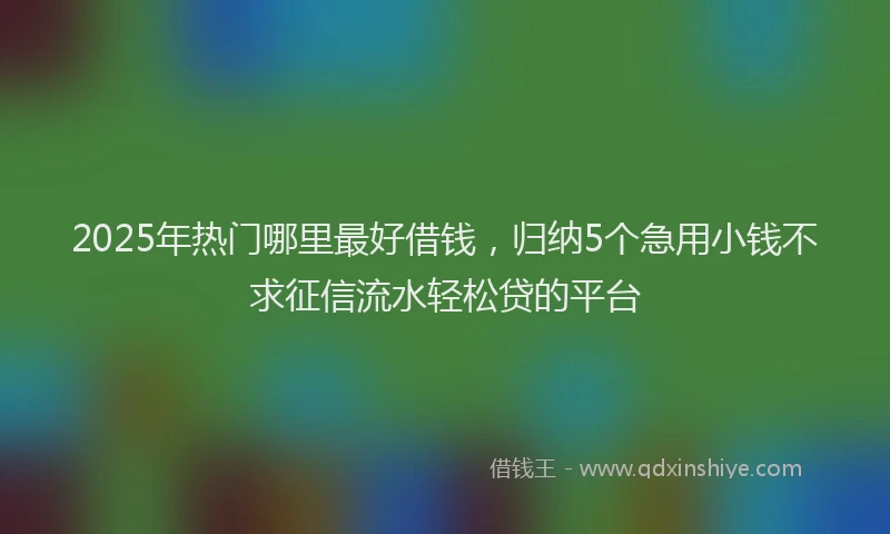 2025年热门哪里最好借钱，归纳5个急用小钱不求征信流水轻松贷的平台