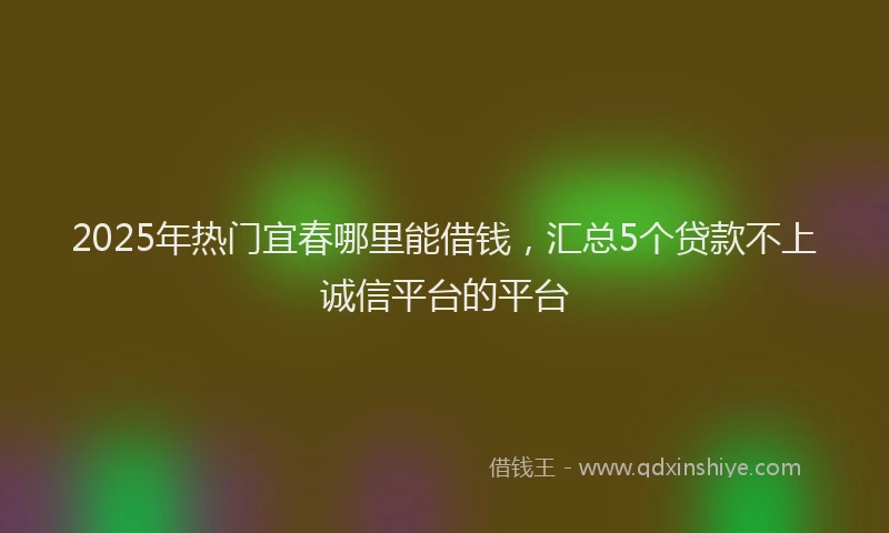 2025年热门宜春哪里能借钱，汇总5个贷款不上诚信平台的平台