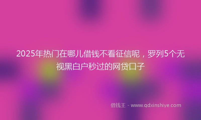 2025年热门在哪儿借钱不看征信呢，罗列5个无视黑白户秒过的网贷口子