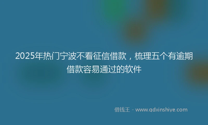 2025年热门宁波不看征信借款，梳理五个有逾期借款容易通过的软件