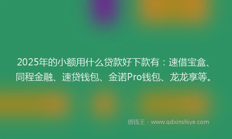 2025年的小额用什么贷款好下款有：速借宝盒、同程金融、速贷钱包、金诺Pro钱包、龙龙享等。