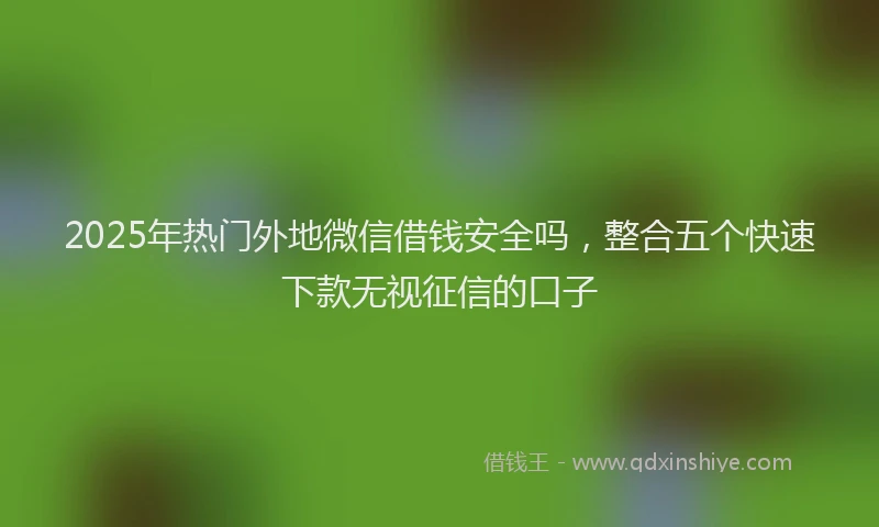 2025年热门外地微信借钱安全吗，整合五个快速下款无视征信的口子