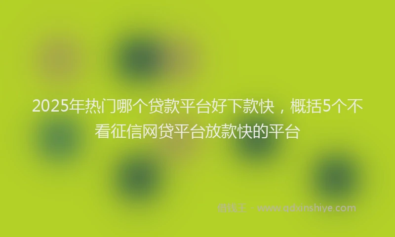 2025年热门哪个贷款平台好下款快，概括5个不看征信网贷平台放款快的平台