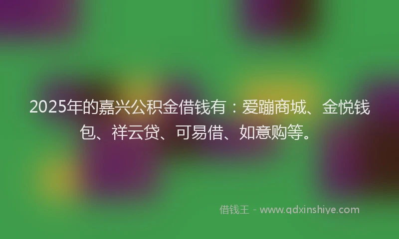 2025年的嘉兴公积金借钱有：爱蹦商城、金悦钱包、祥云贷、可易借、如意购等。