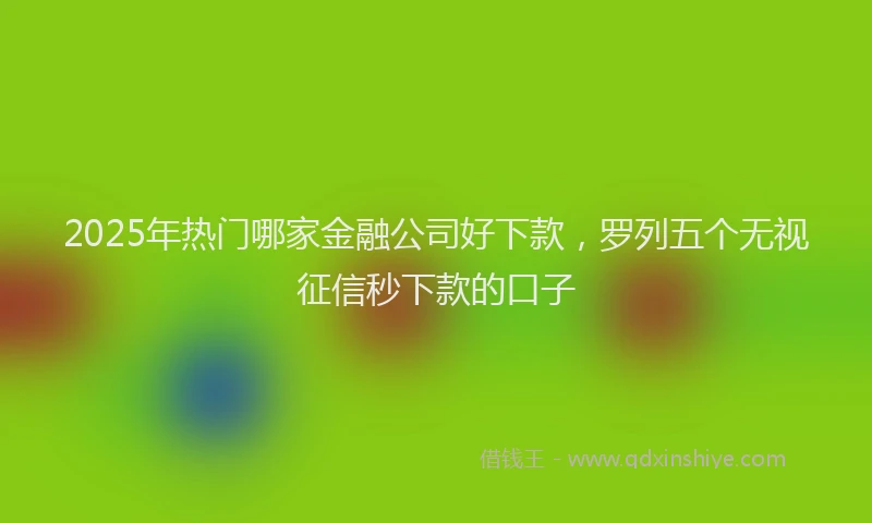 2025年热门哪家金融公司好下款，罗列五个无视征信秒下款的口子