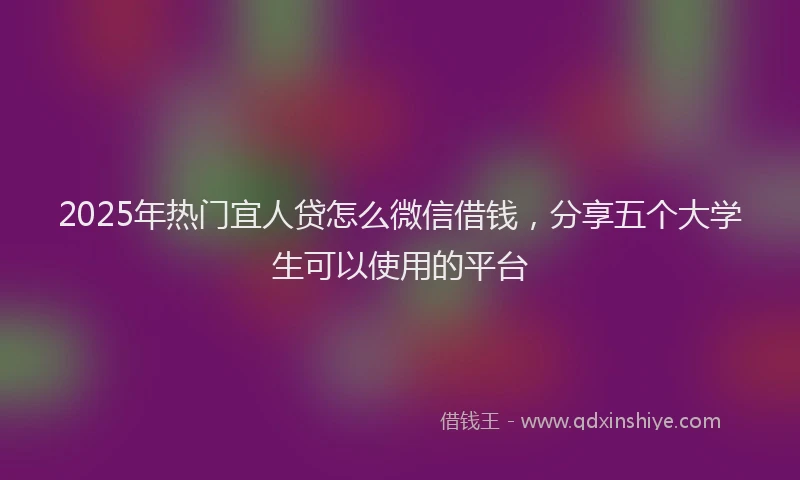 2025年热门宜人贷怎么微信借钱，分享五个大学生可以使用的平台