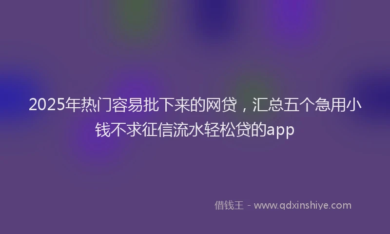 2025年热门容易批下来的网贷，汇总五个急用小钱不求征信流水轻松贷的app