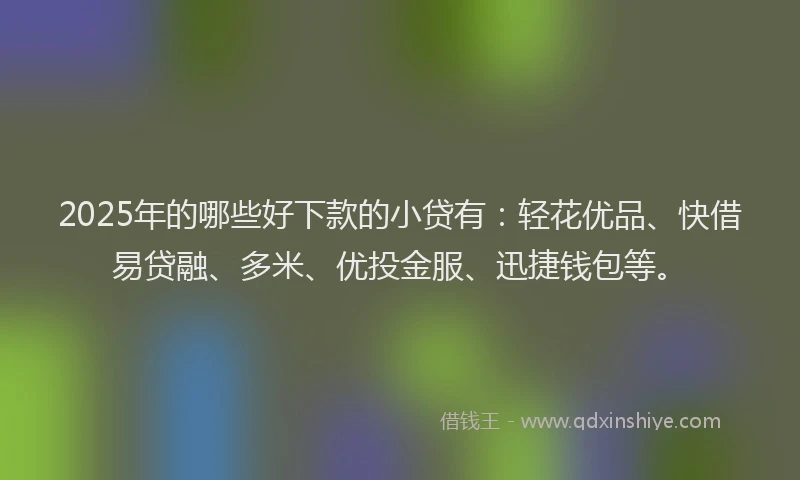 2025年的哪些好下款的小贷有：轻花优品、快借易贷融、多米、优投金服、迅捷钱包等。