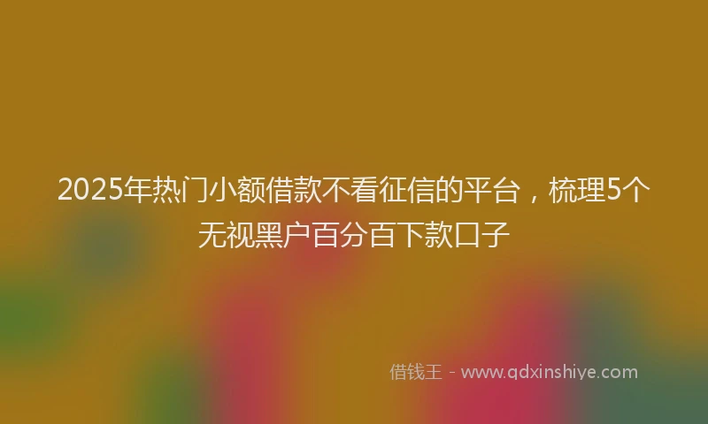 2025年热门小额借款不看征信的平台，梳理5个无视黑户百分百下款口子