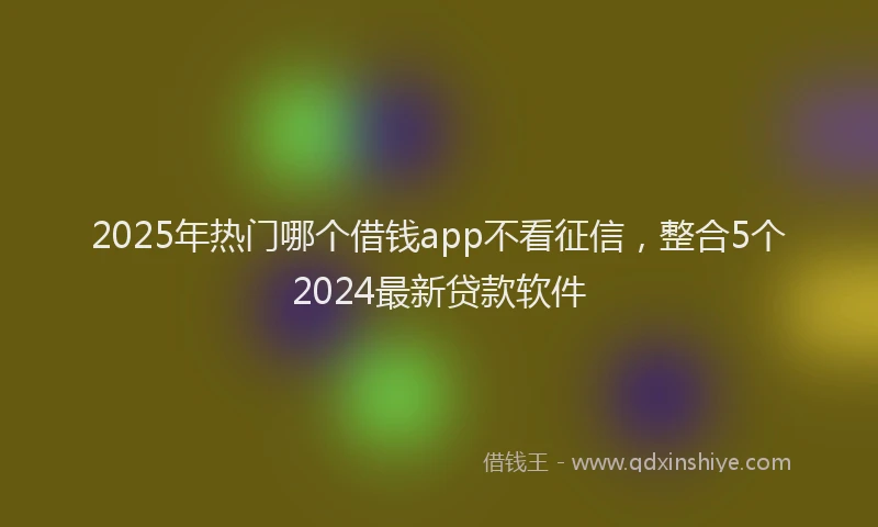 2025年热门哪个借钱app不看征信，整合5个2024最新贷款软件
