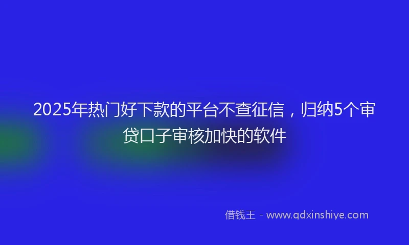 2025年热门好下款的平台不查征信，归纳5个审贷口子审核加快的软件