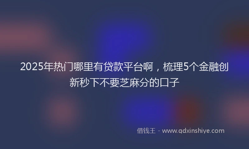 2025年热门哪里有贷款平台啊，梳理5个金融创新秒下不要芝麻分的口子