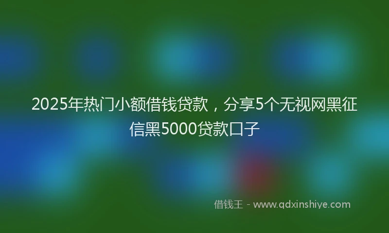 2025年热门小额借钱贷款，分享5个无视网黑征信黑5000贷款口子