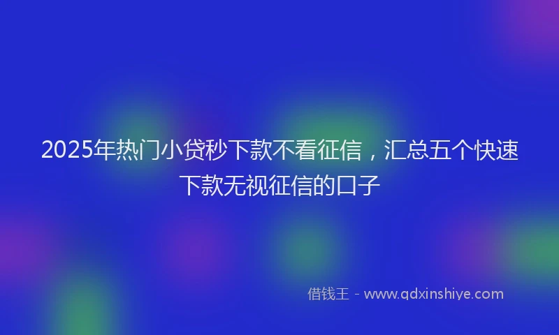 2025年热门小贷秒下款不看征信，汇总五个快速下款无视征信的口子