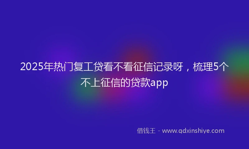 2025年热门复工贷看不看征信记录呀，梳理5个不上征信的贷款app