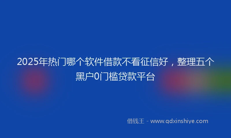 2025年热门哪个软件借款不看征信好，整理五个黑户0门槛贷款平台