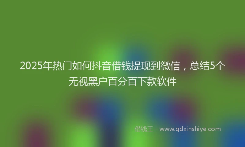 2025年热门如何抖音借钱提现到微信，总结5个无视黑户百分百下款软件