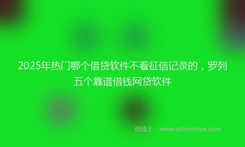 2025年热门哪个借贷软件不看征信记录的，罗列五个靠谱借钱网贷软件