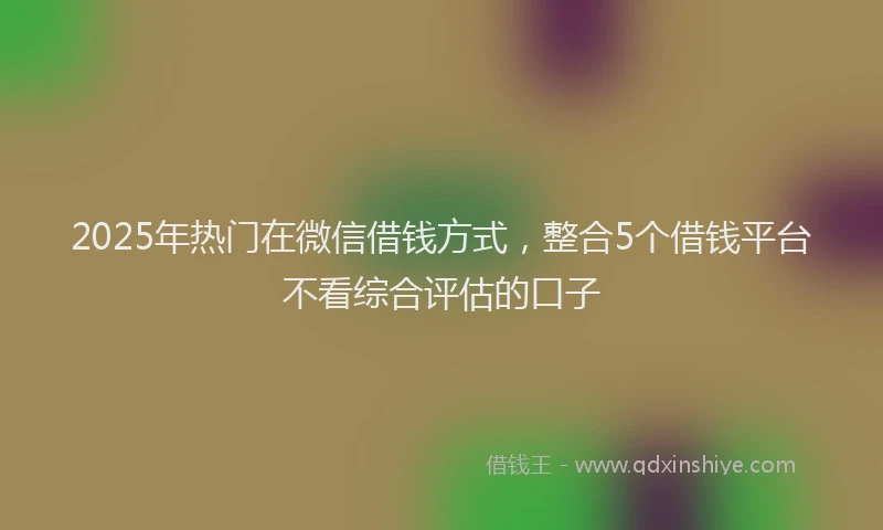 2025年热门在微信借钱方式，整合5个借钱平台不看综合评估的口子