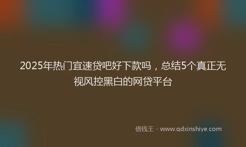 2025年热门宜速贷吧好下款吗，总结5个真正无视风控黑白的网贷平台
