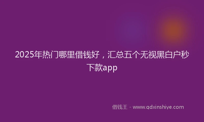2025年热门哪里借钱好，汇总五个无视黑白户秒下款app