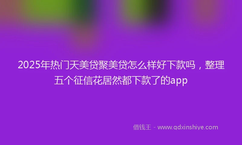 2025年热门天美贷聚美贷怎么样好下款吗，整理五个征信花居然都下款了的app