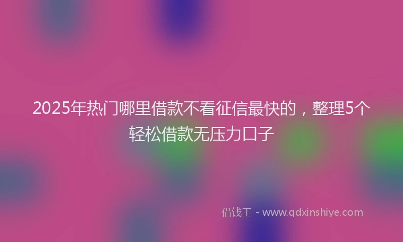 2025年热门哪里借款不看征信最快的，整理5个轻松借款无压力口子