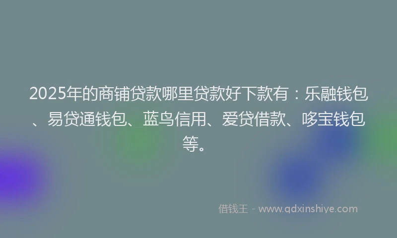 2025年的商铺贷款哪里贷款好下款有：乐融钱包、易贷通钱包、蓝鸟信用、爱贷借款、哆宝钱包等。