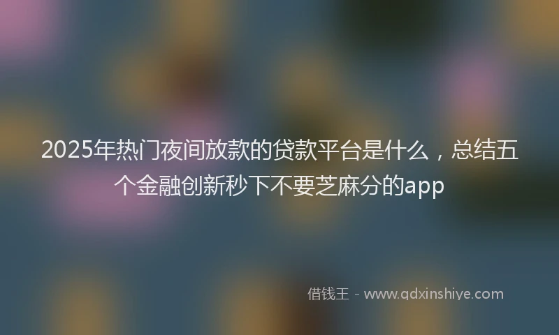 2025年热门夜间放款的贷款平台是什么，总结五个金融创新秒下不要芝麻分的app