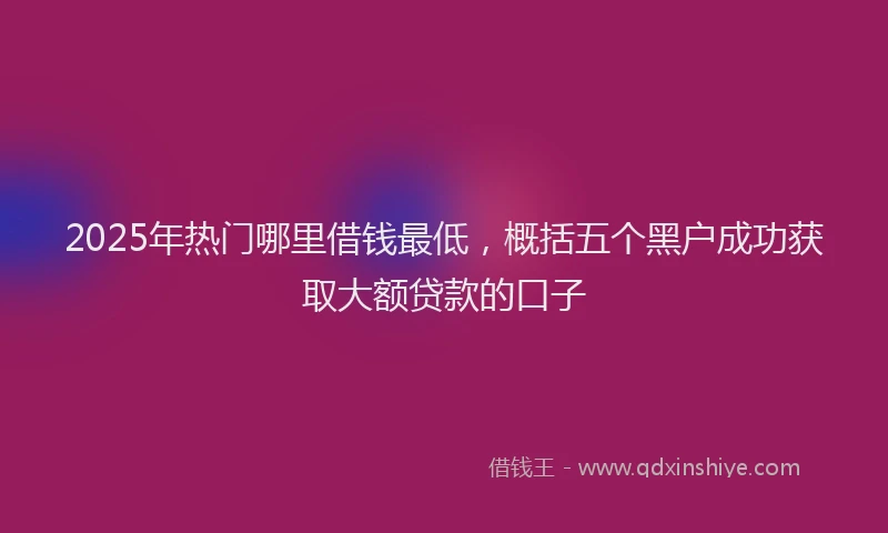 2025年热门哪里借钱最低，概括五个黑户成功获取大额贷款的口子